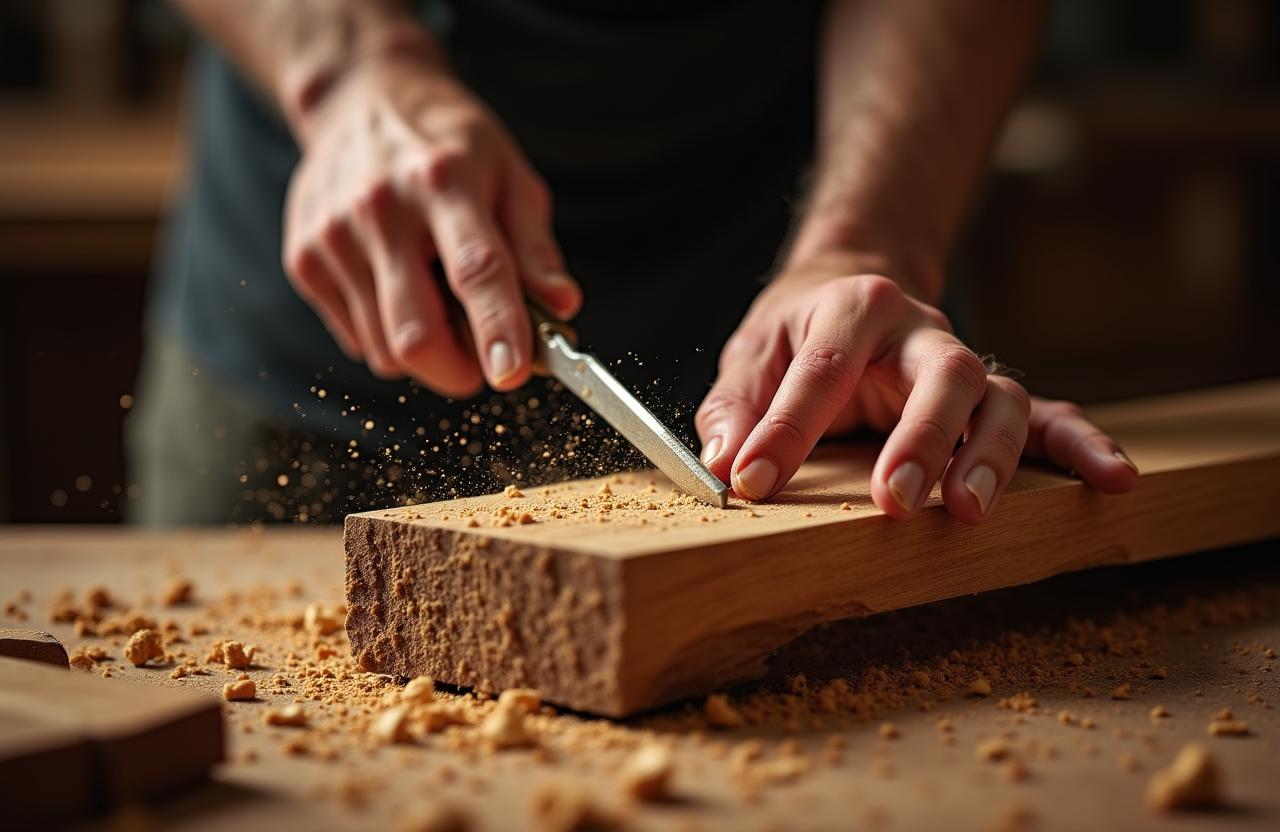 Artigiano al lavoro su legno pregiato a Roma