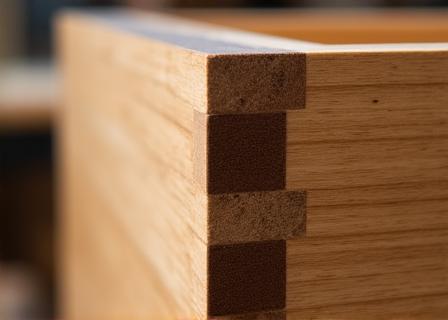 Dettaglio di un incastro a coda di rondine artigianale